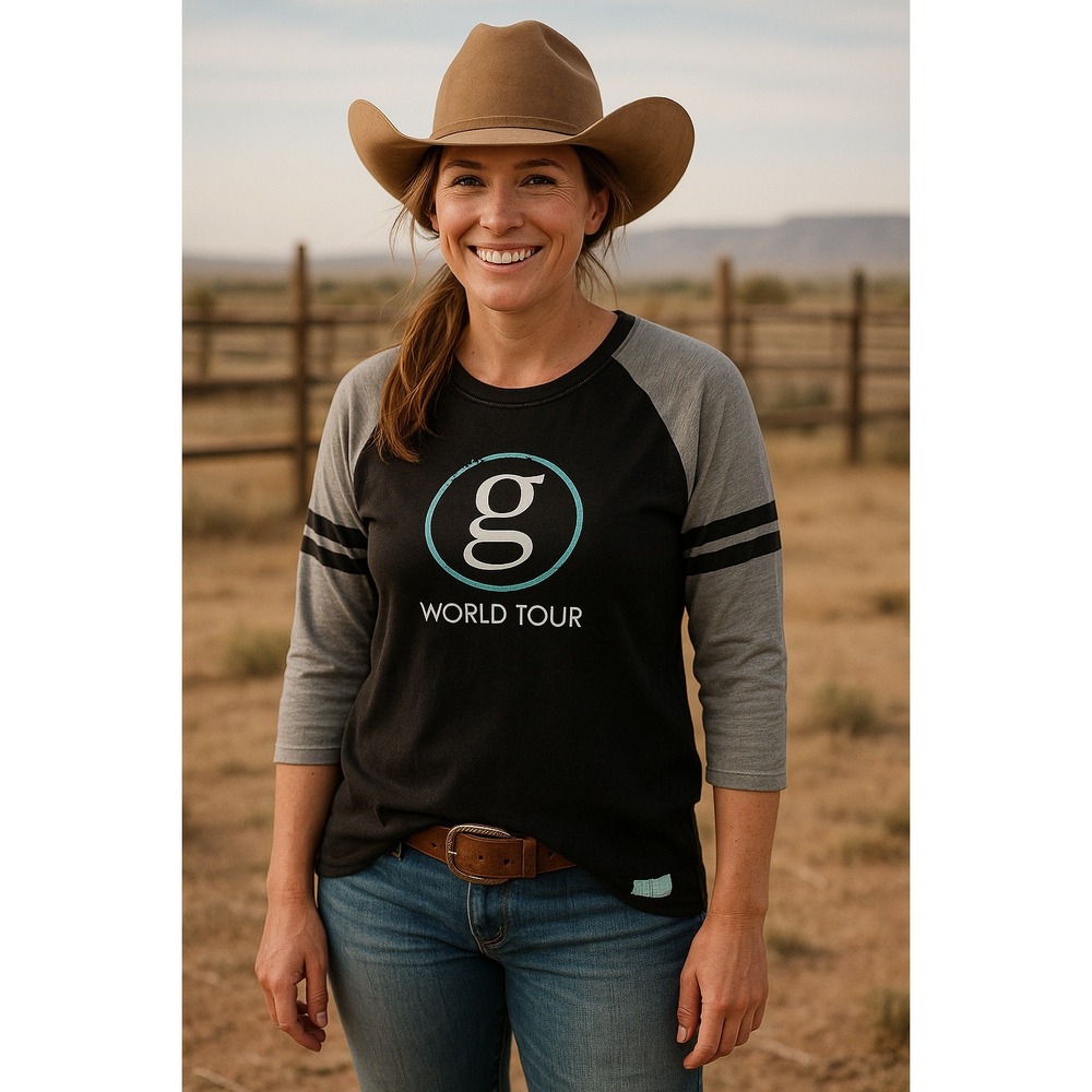 Garth Brooks World Tour Baseball Tee Black Gray‎ Size L
